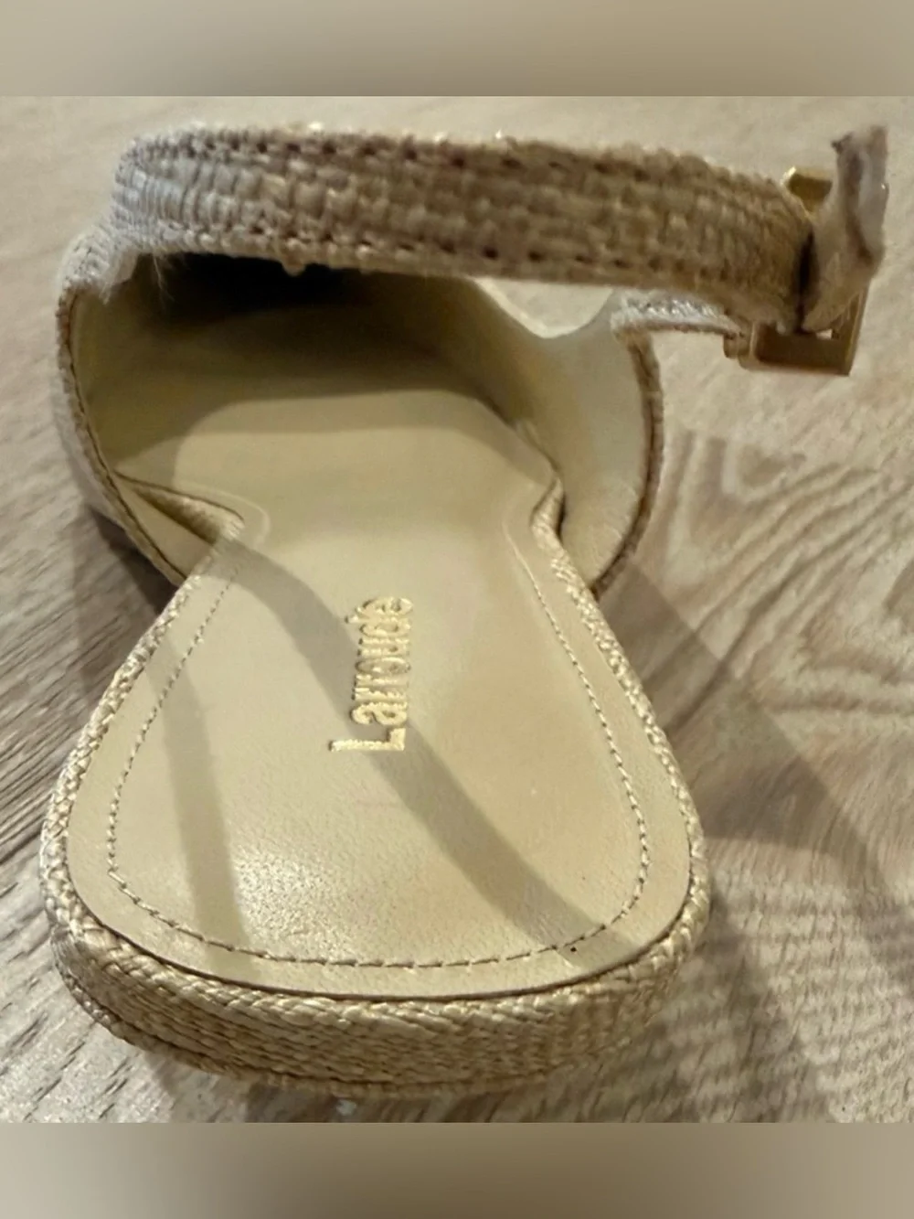 Larroude Franca Micro Heel Slingback Pump Pink/Beige/Green Raffia Size 7 NWT